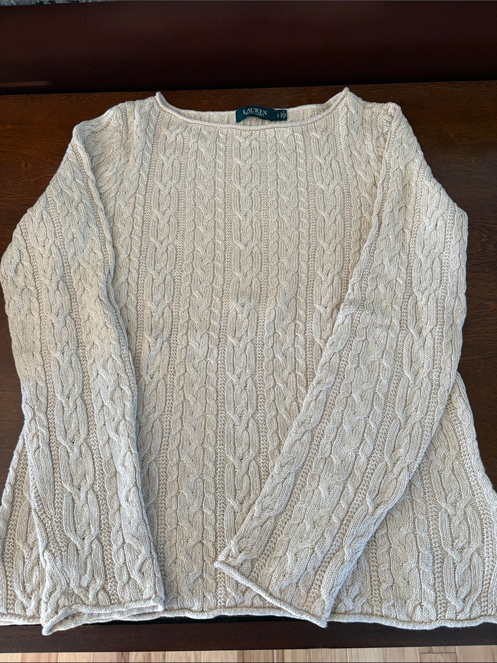 Lauren Ralph Lauren Ivory Cable Knit Boatneck Sweater